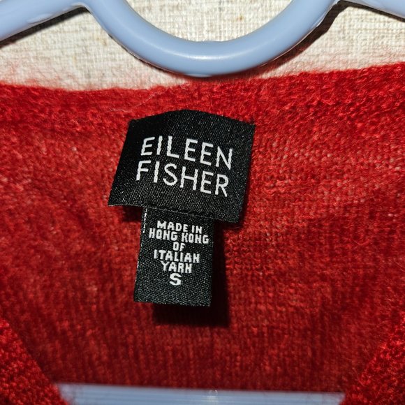 Eileen Fisher Italian Yarn Cardigan ~ Small ~ Lightweight V-Neck ~ Wine Red - Picture 2 of 4